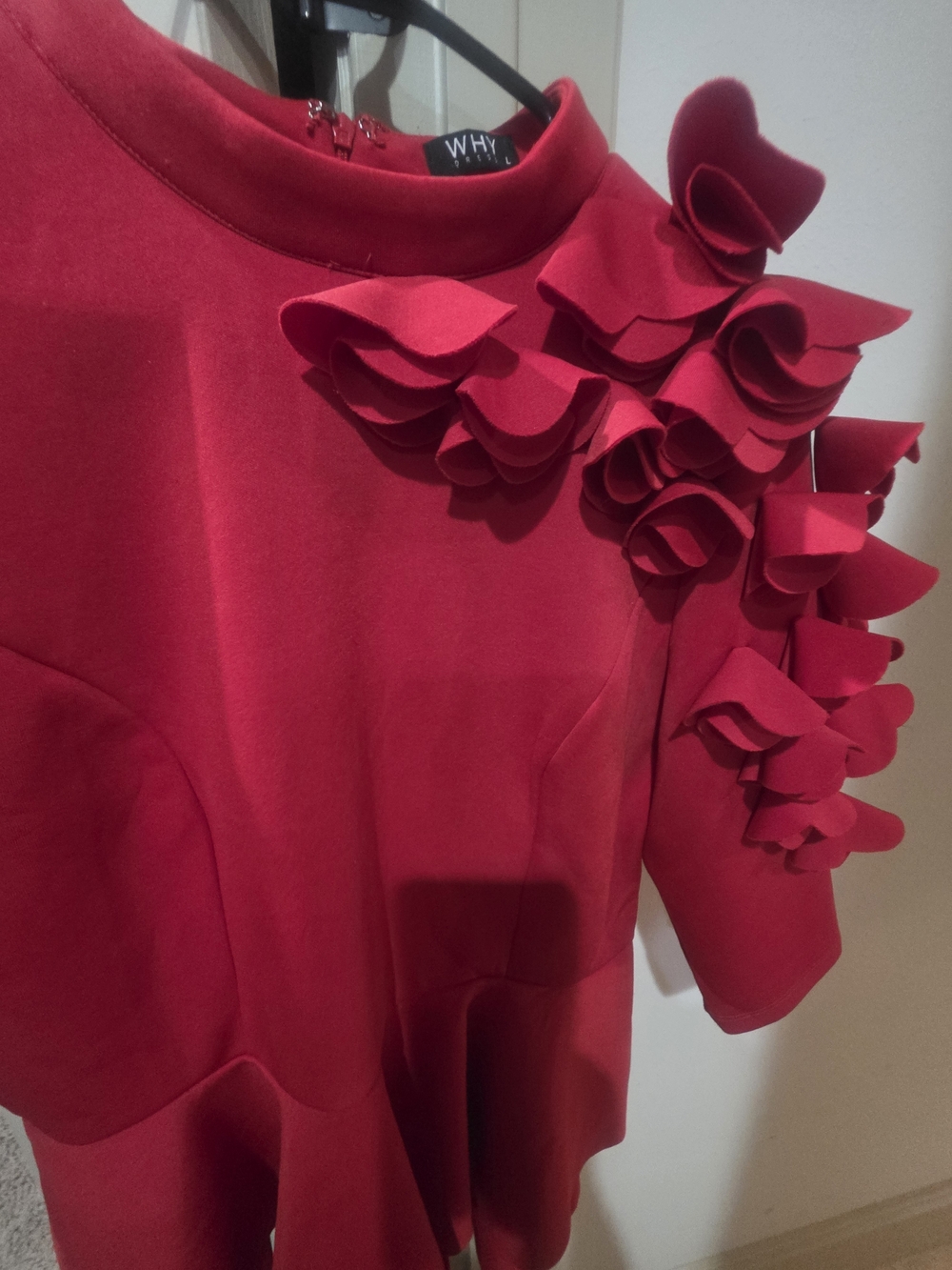 WHYRED Red Ruffle-Sleeve Tunic Top